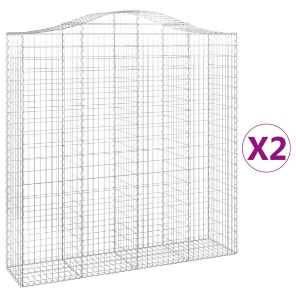 Coșuri Gabion Arcuite | 2 bucăți | Fier Galvanizat | Gard Decorativ