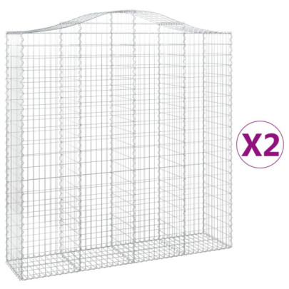 Coșuri Gabion Arcuite | 2 bucăți | Fier Galvanizat | Gard Decorativ