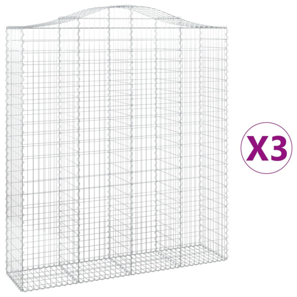 Coșuri Gabion Arcuite - Set 3 Bucăți - Fier Galvanizat