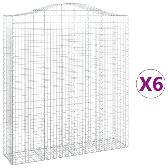 Coșuri Gabion Arcuite - 6 buc - Fier Galvanizat | Decor Grădină