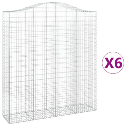 Coșuri Gabion Arcuite - 6 buc - Fier Galvanizat | Decor Grădină