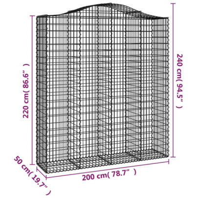 Coșuri Gabion Arcuite - 7 buc - Fier Galvanizat Rezistent