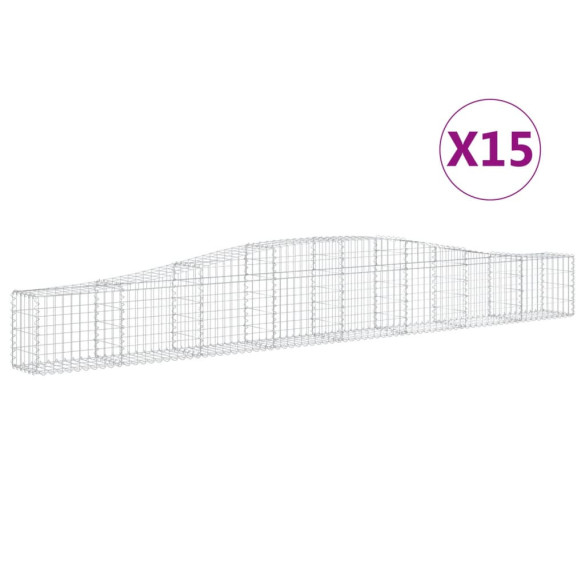 Coșuri Gabion Arcuite - 15 bucăți - Fier Galvanizat | Decor Grădină