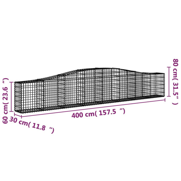 Coșuri Gabion Arcuite 10 buc - Fier Galvanizat | Decor Grădină