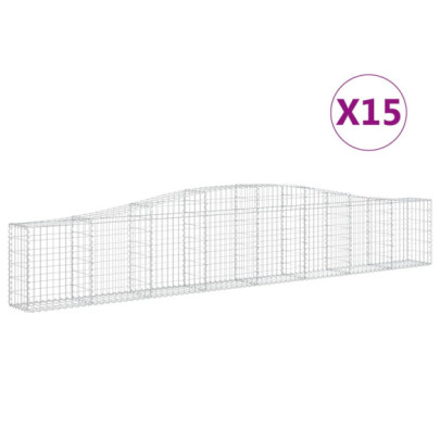 Coșuri Gabion Arcuite 15 buc - Fier Galvanizat | Decor Grădină
