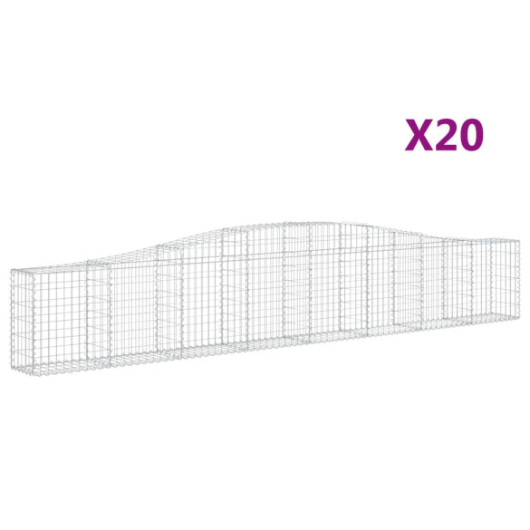 Coșuri Gabion Arcuite 20 buc - Fier Galvanizat | Decor Grădină