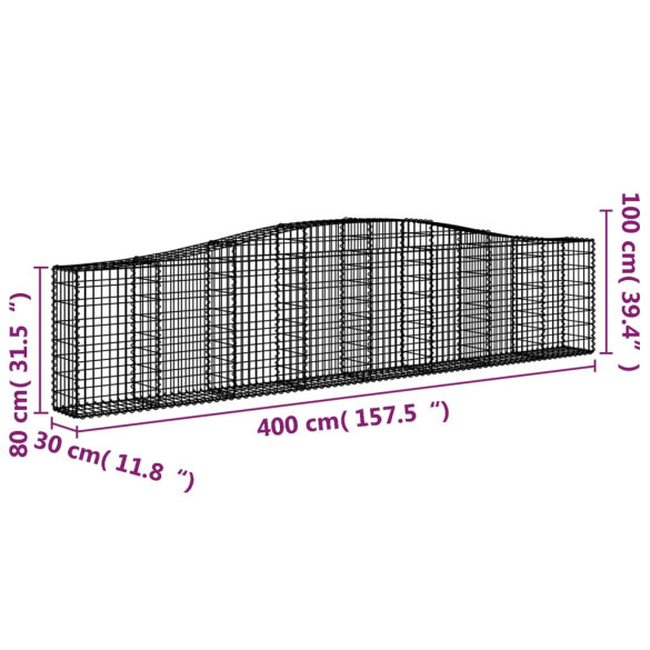 Coșuri Gabion Arcuite 10 buc - Fier Galvanizat - Livrare Gratuită