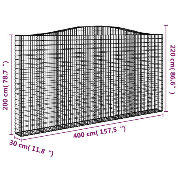 Coșuri Gabion Arcuite Fier Galvanizat 400x30x200/220 cm