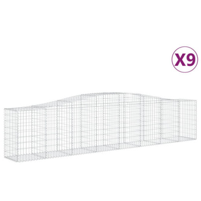 Coșuri Gabion Arcuite 9 buc - Barieră Decorativă Grădină