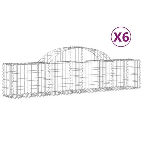 Coșuri Gabion Arcuite 6 buc - Fier Galvanizat | Decor Grădină