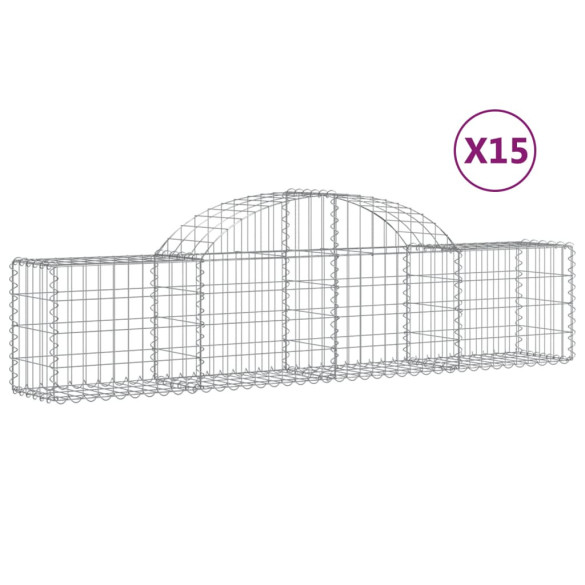 Coșuri Gabion Arcuite 15 buc - Fier Galvanizat | Livrare Gratuită