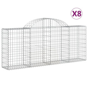 Coșuri Gabion Arcuite 8 buc - Fier Galvanizat | Gard Decorativ 2