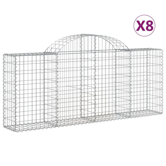 Coșuri Gabion Arcuite 8 buc - Fier Galvanizat | Gard Decorativ