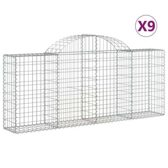 Coșuri Gabion Arcuite 9 Bucăți - Fier Galvanizat | Livrare Gratuită