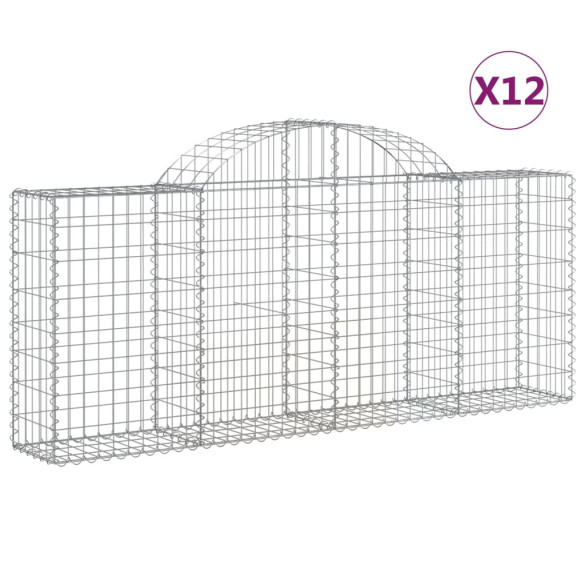 Coșuri Gabion Arcuite 12 buc - Fier Galvanizat - Livrare Gratuită