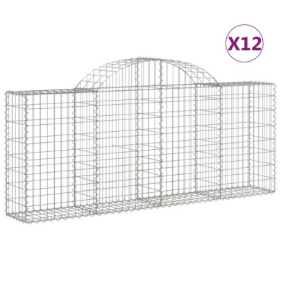 Coșuri Gabion Arcuite 12 buc - Fier Galvanizat - Livrare Gratuită