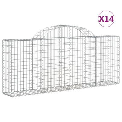 Coșuri Gabion Arcuite 14 buc - Barieră Decorativă Grădină