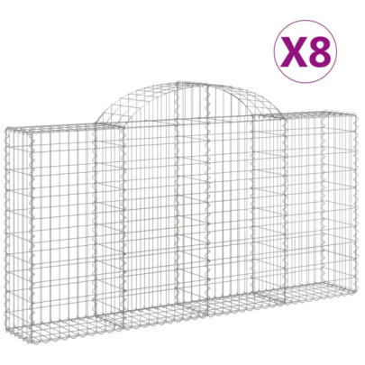 Coșuri Gabion Arcuite 8 buc - Barieră Decorativă Grădină