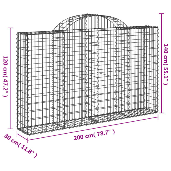 Coșuri Gabion Arcuite 6 buc - Fier Galvanizat | Livrare Gratuită