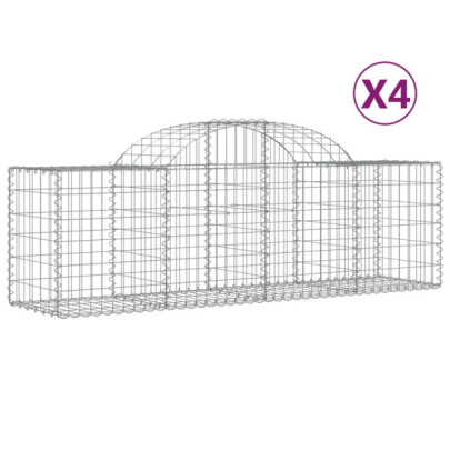 Coșuri Gabion Arcuite 4 buc - Fier Galvanizat | Decor Grădină