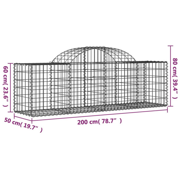 Coșuri Gabion Arcuite 7 buc - 200x50x60/80 cm - Fier Galvanizat