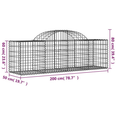 Coșuri Gabion Arcuite 7 buc - 200x50x60/80 cm - Fier Galvanizat