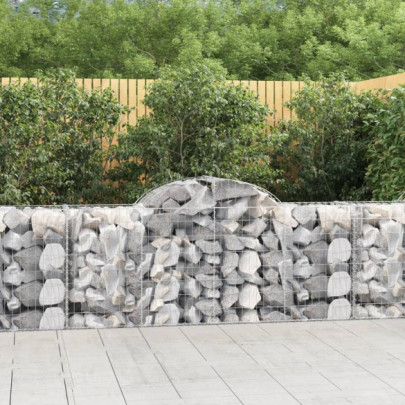 Coșuri Gabion Arcuite 8 buc | Fier Galvanizat | Barieră Grădină