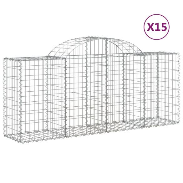 Coșuri Gabion Arcuite - 15 buc, Fier Galvanizat | Livrare Gratuită