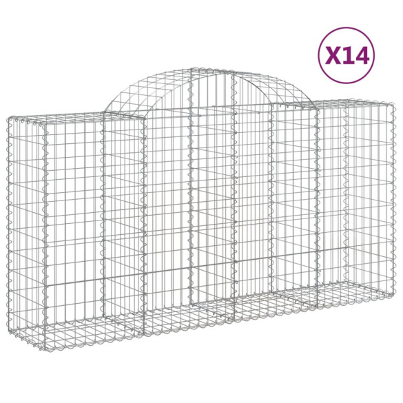 Coșuri Gabion Arcuite 14 buc - Barieră Decorativă Grădină